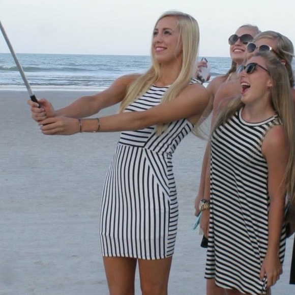 fab'rik Dresses & Skirts - fab'rik Black and White Striped Sleeveless Bodycon Dress